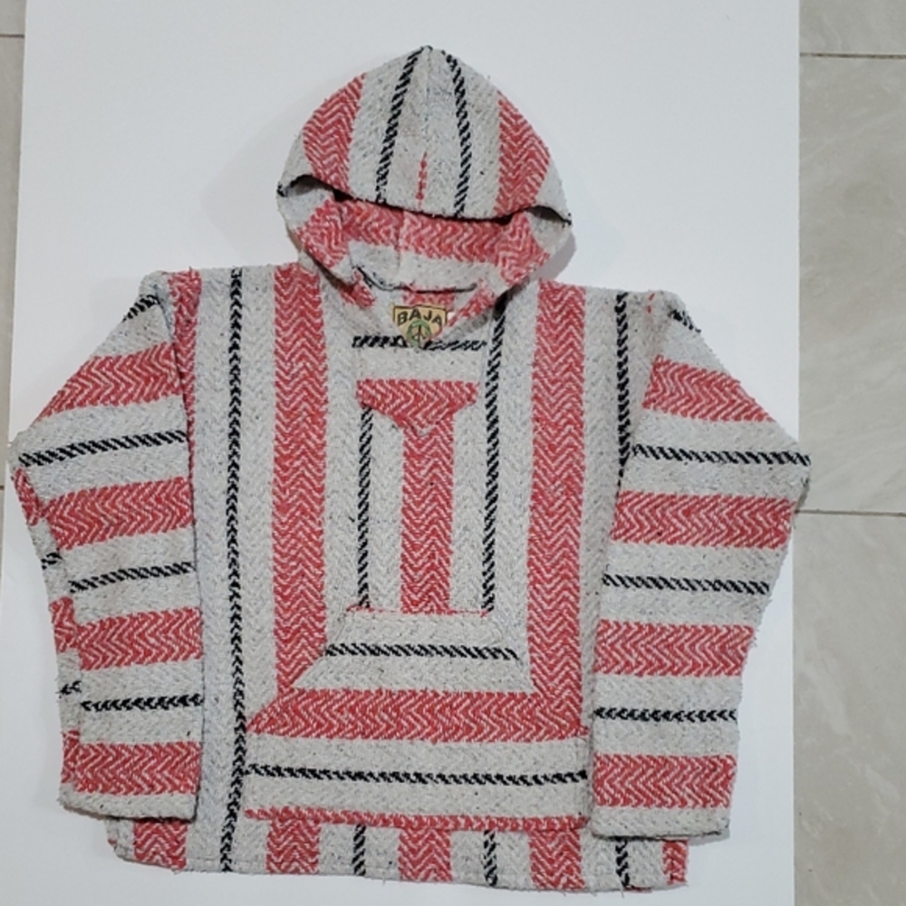 Baja Joe Aztex Mexican Blanket Hoodie Rug Pullover  XL